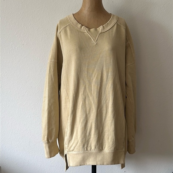 Free People Movement sz M Intercept Tunic Oatmilk Tan great pre owned, pockets - Picture 2 of 9